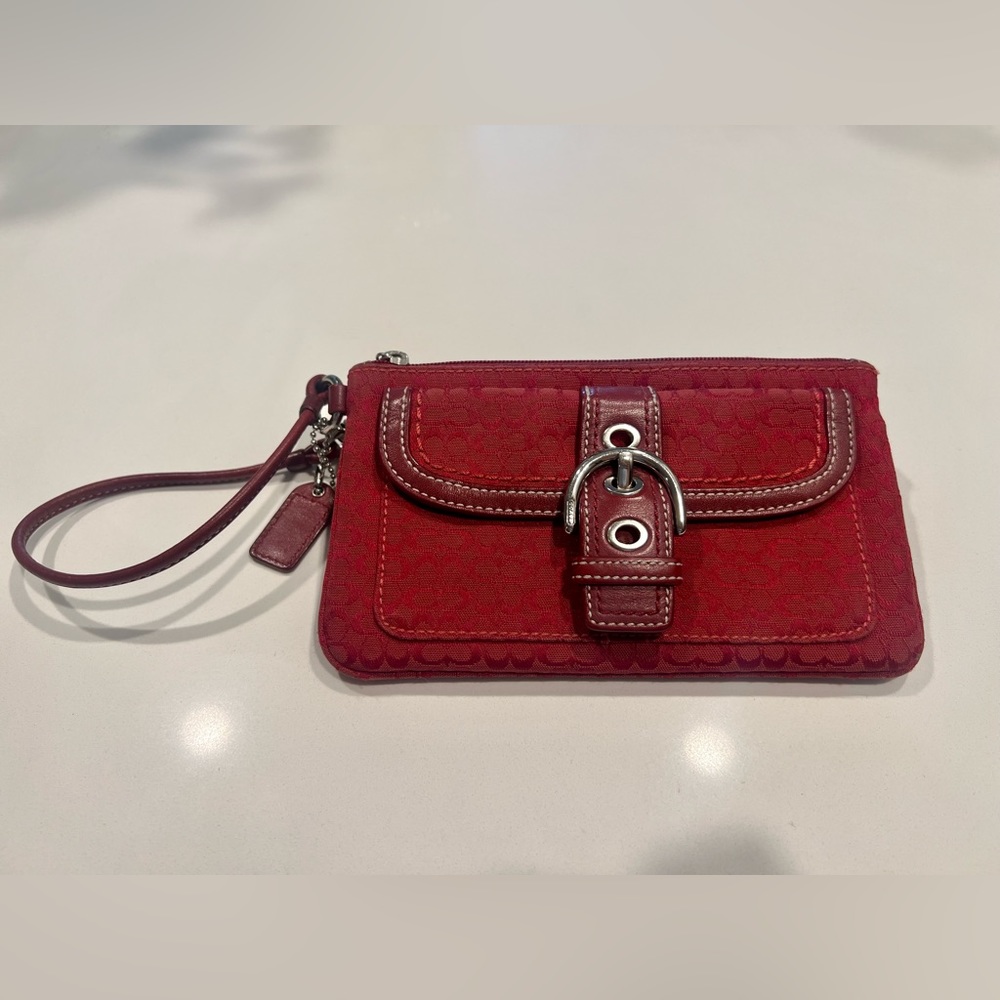 Coach Red Mini "CC" Logo Wristlet